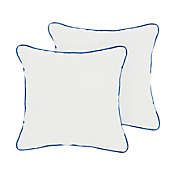Outdoor Living and Style Set of 2 Sunbrella Canvas Natural/Canvas True Blue Outdoor Pillow, 18"