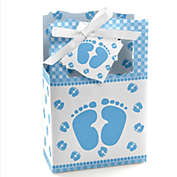 Big Dot of Happiness Baby Feet Blue - Baby Shower Party Favor Boxes - Set of 12