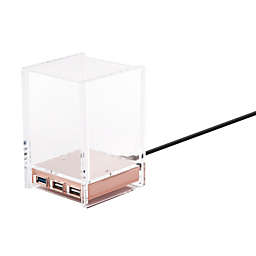 Zodaca Rose Gold Pen Holder with USB 3.0 Hub for Transfer Files Data [Super Speed], 2 in 1 Acrylic Pencil Cup Pen Organizer for Desk Office (Cable Included) (No Charging Function)
