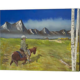 Great Art Now Cowboy Heading Home by Randy M Jones 20-Inch x 16-Inch Canvas Wall Art