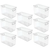 mDesign Plastic Household Cubby Storage Organizer Container Bin - 8 Pack - Clear