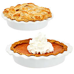 Juvale Pie Pan Dishes for Baking, 32oz and 12oz Dessert Dishes (White, 2 Pieces)