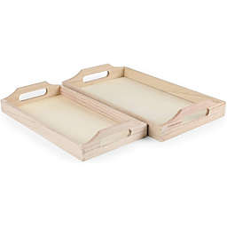 Bright Creations Lightweight Wooden Trays with Handles for DIY Crafts, Decorating (2 Sizes, 2 Pack)
