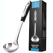 Zulay Kitchen Stainless Steel Soup Ladle with Black Handle