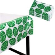 Blue Panda Tropical Leaf Tablecloths for Hawaiian Luau, Safari Birthday Party Baby Shower (3 Pack, 54 x 108 in)
