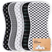 KeaBabies 5pk Organic Baby Burp Cloths, Ultra Absorbent Burp Clothes, Burping Cloth for Babies (MONOS)