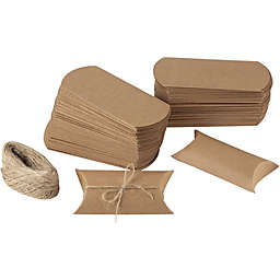 Juvale Small Kraft Pillow Boxes with Jute String for Candy, Party Favors (4.7 x 2.2 In, 100 Pack)