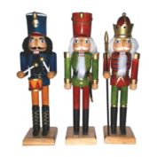 Santa's Workshop Inc. Home Decorative 12" Natural Wood Nutcracker, Set of 3