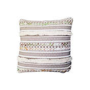 Saltoro Sherpi 18 x 18 Handcrafted Square Jacquard Cotton Accent Throw Pillow, Vintage Applique Embroidery, Brown, White, Saltoro
