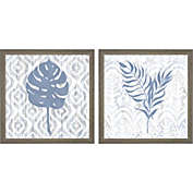Great Art Now Boho Monstera & Palms by Tina Lavoie 13-Inch x 13-Inch Framed Wall Art (Set of 2)