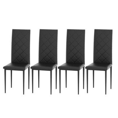 Tansole Black PU Leather with Metal Frame Dining Chairs (Set of 4)