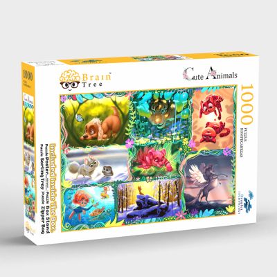 Brain Tree - Cute Animals 1000 Piece Puzzle for Adults - Unique Puzzles for Adults with Droplet Technology for Anti Glare & Soft Touch - 27.5"Lx19.5"W