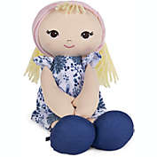GUND Baby Toddler Doll Plush Blonde, Blue Floral Dress, 8&quot;
