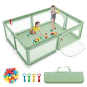 Gymax Baby Playpen Extra-Large Safety Baby Fence w/ Ocean Balls & Rings