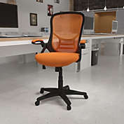 Emma + Oliver High Back Orange Mesh Ergonomic Office Chair with Black Frame and Flip-up Arms