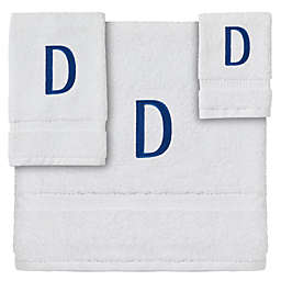 Juvale 3-Piece Letter D Monogrammed Bath Towels Set, Embroidered Initial D Wedding Gift (White, Blue)