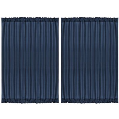 PiccoCasa Classic Thermal Insulated French Door Curtain Side Panels, Blackout Curtains Drape Room Darkening for Glass Doors 2 Panels Navy Blue W54 x L72 Inch
