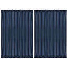 PiccoCasa 2-Pack Rod Pocket Door French Curtains Navy Blue 54
