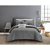 Chic Home Reign Comforter Set Clip Jacquard Geometric Pattern Design Bed In A Bag Bedding - Sheets Pillowcases Decorative Pillows Shams Included - 9 Piece - Queen 90x90", Grey
