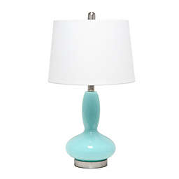 Elegant Designs Contemporary Curved Glass Table Lamp with White Fabric Shade - Seafoam