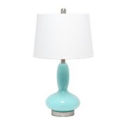 Elegant Designs Contemporary Curved Glass Table Lamp with White Fabric Shade - Seafoam