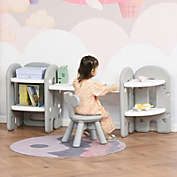 Kitcheniva Little Kids Art Craft Desk Table Chair Set w/ Storage Shelves