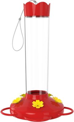 MEKKAPRO Outdoor Hummingbird Feeder Made from Glass Hanging 5 Nectar Feeding Stations Bright Red Backyard Feeder (20 Ounce)