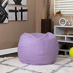 Emma + Oliver Small Lavender Dot Refillable Bean Bag Chair for Kids and Teens