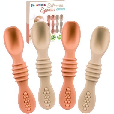 Sperric Silicone Baby Spoons for Baby Led Weaning 4-Pack, First Stage Baby Feeding Spoon Set Gum Friendly BPA Lead Phthalate and Plastic Free, Great Gift Set. View a larger version of this product image.