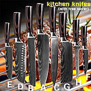 Kitcheniva 10-Pieces Kitchen Knife Set Stainless Steel Chef&#39;s Knives With Block and Sharpener