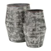 Cheungs Home Decorative Set of 2 galvanized barrel planters