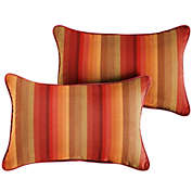 Outdoor Living and Style Set of 2 Sunbrella Sunset Stripes Rectangular Outdoor Lumbar Throw Pillows, 18"