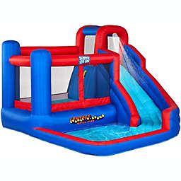 Sunny & Fun Compact Bounce-A-Round Inflatable Water Slide Park - Heavy-Duty for Outdoor Fun - Climbing Wall, Slide & Splash Pool - Easy to Set Up & Inflate with Included Air Pump & Carrying Case
