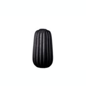 Urban Trends Collection Ceramic Round Vase with Narrow Mouth and Embossed Column Pattern Design Body SM Matte Finish Black