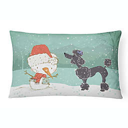Caroline's Treasures Black Poodle Snowman Christmas Canvas Fabric Decorative Pillow 12 x 16