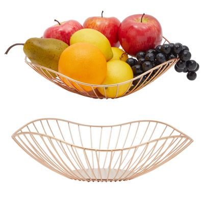 Fruit Basket Copper Chrome Wire Bowl Kitchen Dinning Table Storage Shiny Finish 