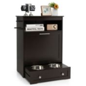 Slickblue Pet Feeder Station with Stainless Steel Bowl-Coffee