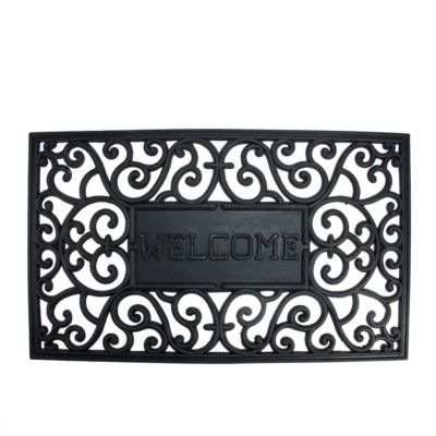 Northlight Black Scroll "Welcome" Door Mat 18" x 30"