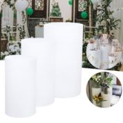 Stock Preferred Round Cylinder Pedestal Display in 3-Pcs White