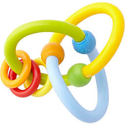 HABA Clutching Toy Roundabout - Flexible Plastic Teether with 3 Rattling Rings - Ages 6 Months +