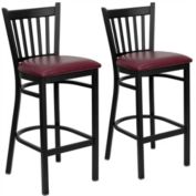 Flash Furniture 2 Pk. HERCULES Series Black Vertical Back Metal Restaurant Barstool
