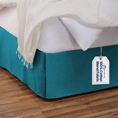 -3 Sided Coverage-1000 TC 100% Cotton-Turquoise Blue Solid_ Bedskirt- Extra Wall 