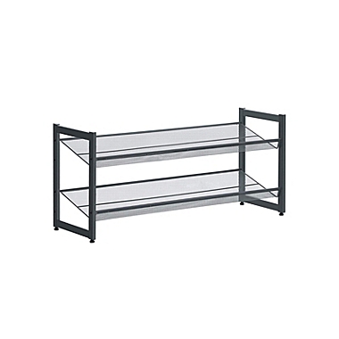 SONGMICS Gray 2-Tier Metal Mesh Shoe Rack. View a larger version of this product image.