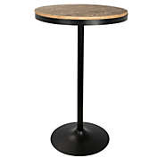 Contemporary Home Living 43" Natural Brown and Black Metal Round Dakota Industrial Adjustable Bar / Dinette Table