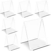 Juvale 6 Pack Clear Acrylic Easel Book Display Stands for Keyboard, Purse, Handbag Case (4.5 x 5 In)
