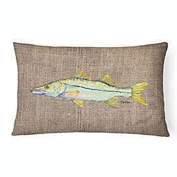 Caroline's Treasures Fish - Snook Faux Burlap Canvas Fabric Decorative Pillow 12 x 16