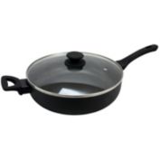 Ashford 5 Quart Aluminum Saut├⌐ Pan with Tempered Glass Lid in Black