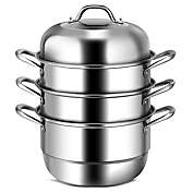Costway 3-Tier 11" Stainless Steel  Double Boiler Steamer Cookware Pot