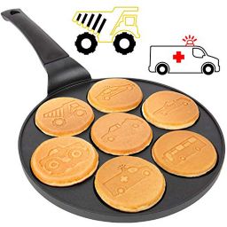 CucinaPro Car & Truck Mini Pancake Pan - Make 7 Unique Flapjack Cars, Nonstick Pan Cake Maker Griddle for Breakfast Fun & Easy Cleanup