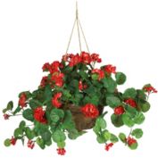 Nearly Natural 32" Artificial Geranium Hanging Basket Silk Plant